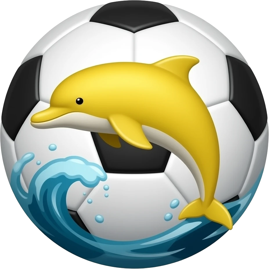 yelllow black dolphin circle wave soccerball emoji