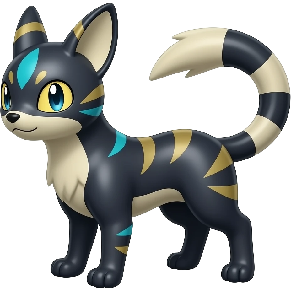 Dark dusky shiny smooth glossy epic patterned digitigrade quadrupedal Luxray-Manectric-Sprigatito-Shaymin-Shinx-Fakémon-hybrid emoji