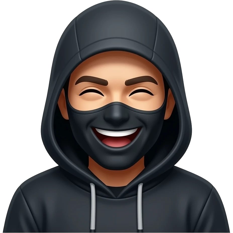 A masked hacker laughing emoji