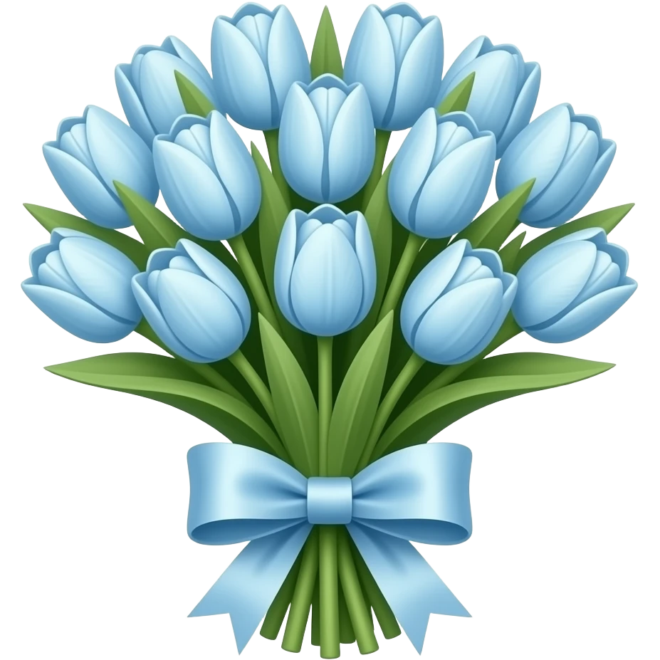 Pastel blue tulip bouquet with bow emoji
