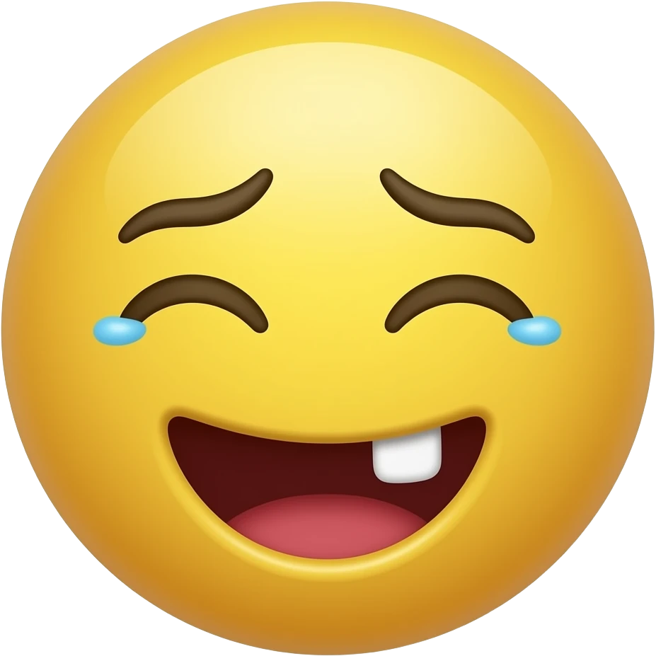 Apple-style yellow emoji face in tooth pain, eyes squeezed shut, open ...