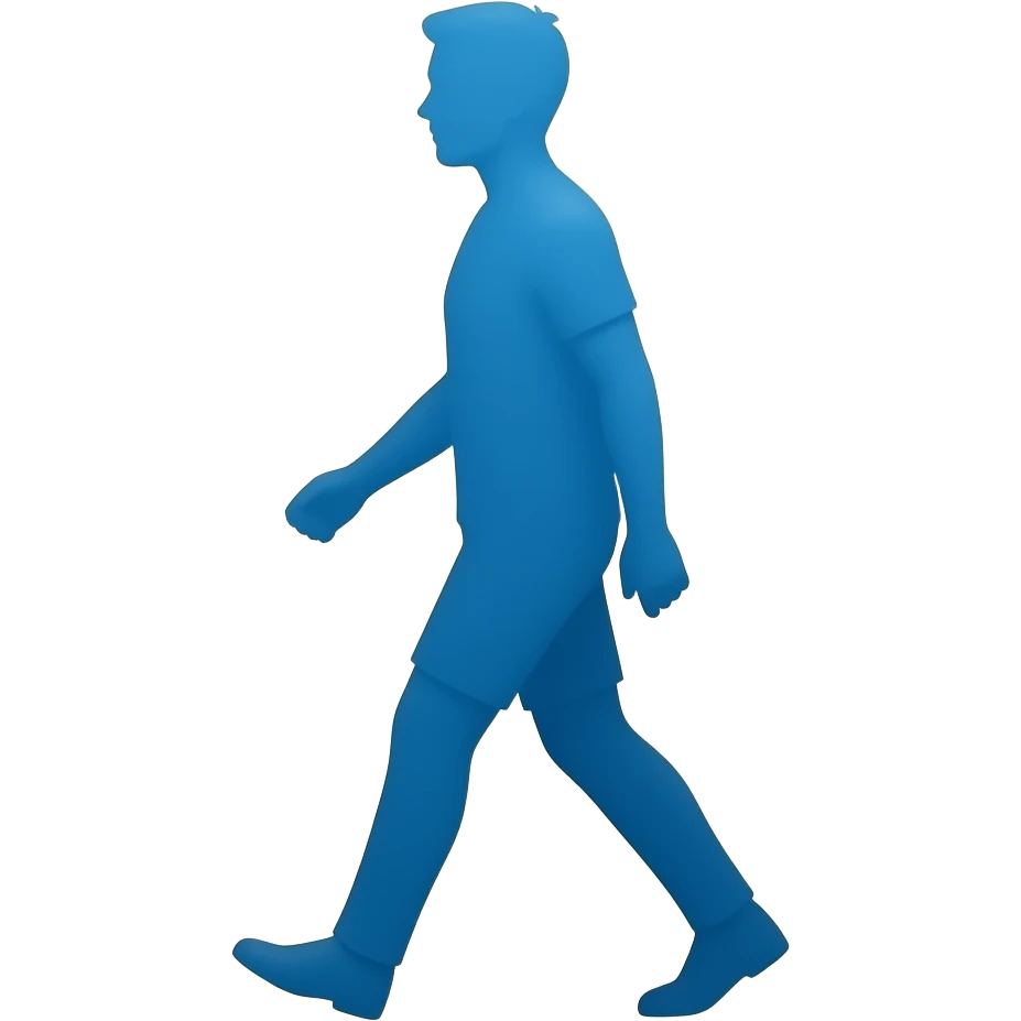 Siluete of person walking left one colour blue no background emoji