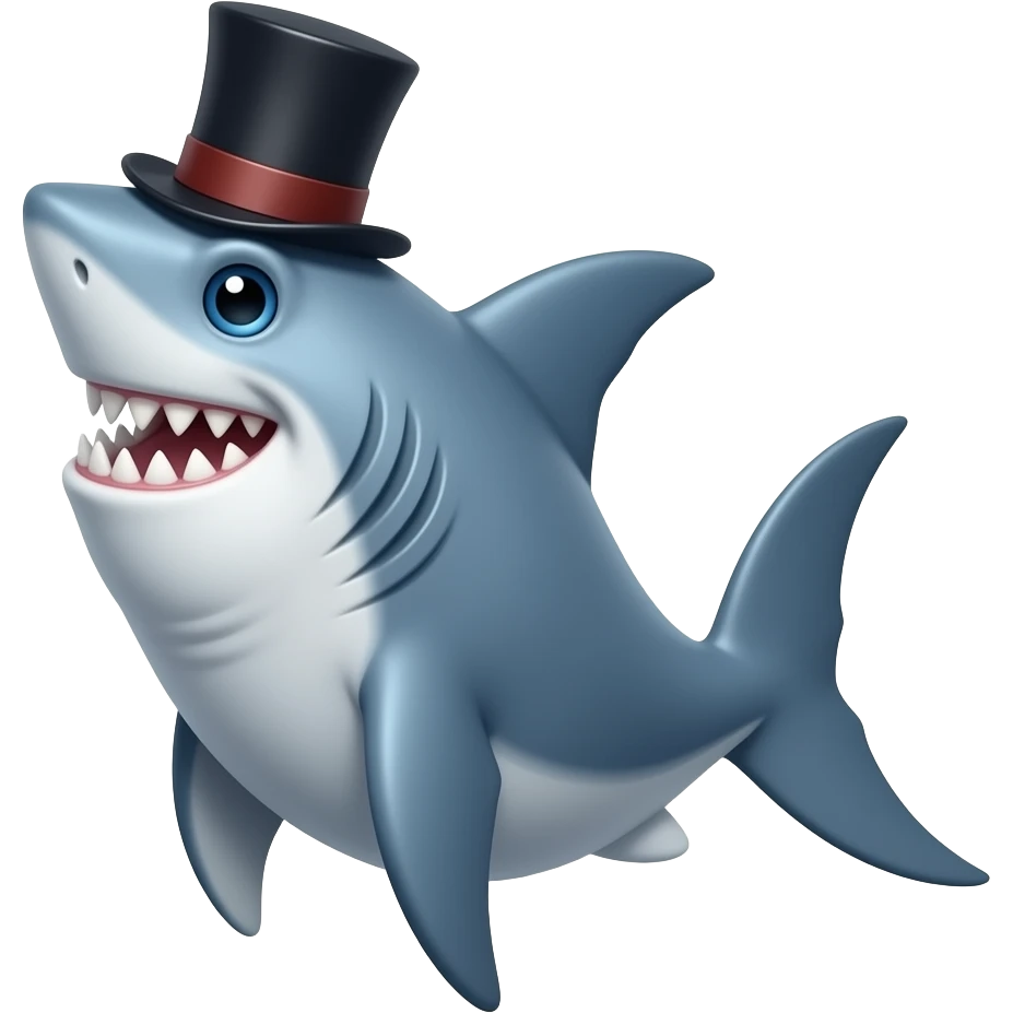 Shark with a top hat emoji