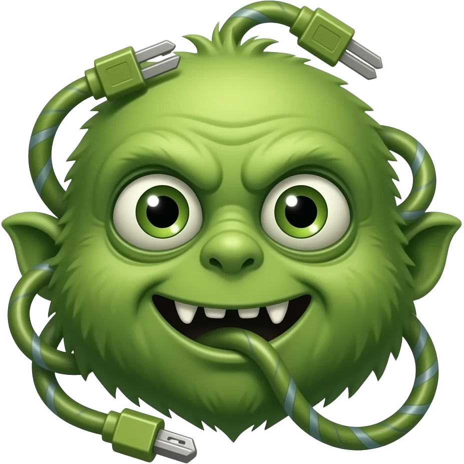 Tangled cable gremlin emoji