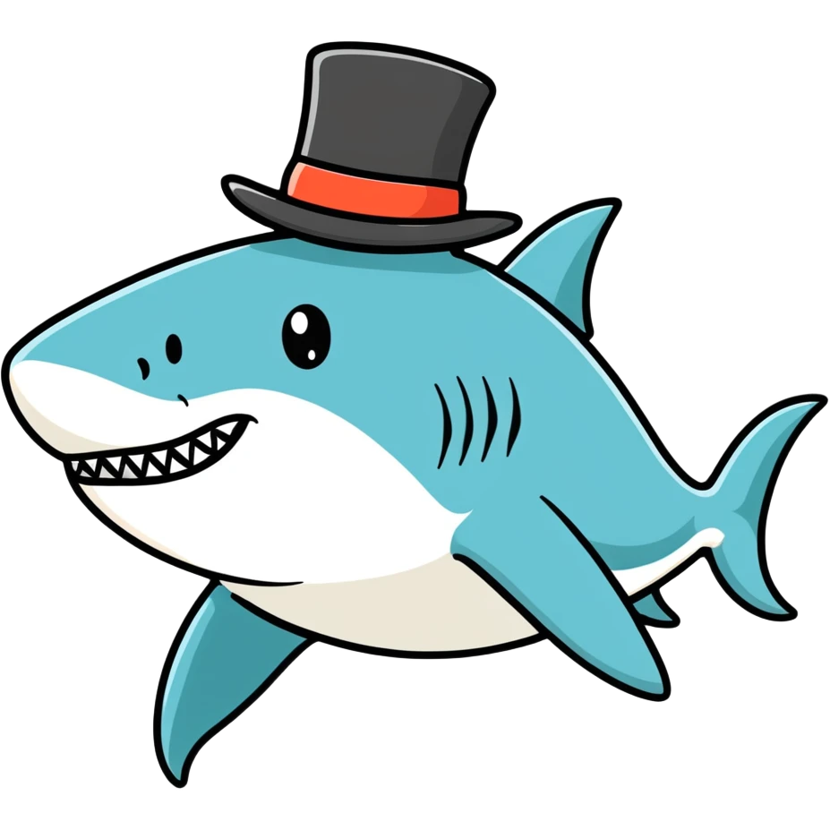 Shark with a top hat emoji