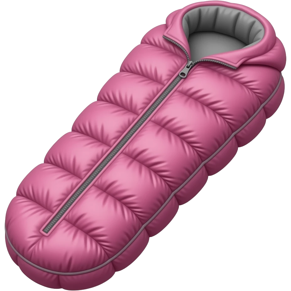 pink sleeping bag (camping), cartoonish emoji