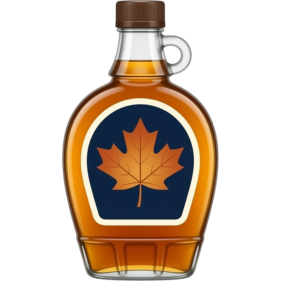 bottle of maple syrup with label with image of maple leaf emoji | AI ...