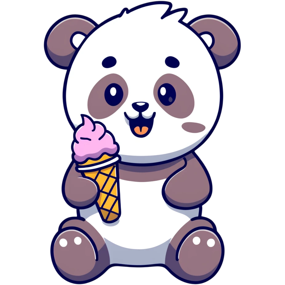Panda eating ice cream emoji