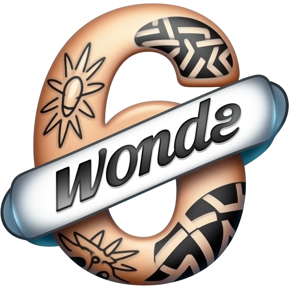 create a tattoo using the number "6" and the word "words" emoji