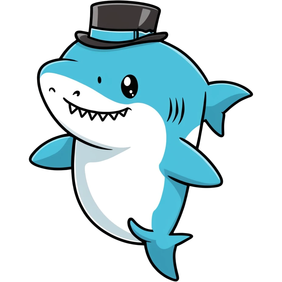 Shark with a top hat emoji