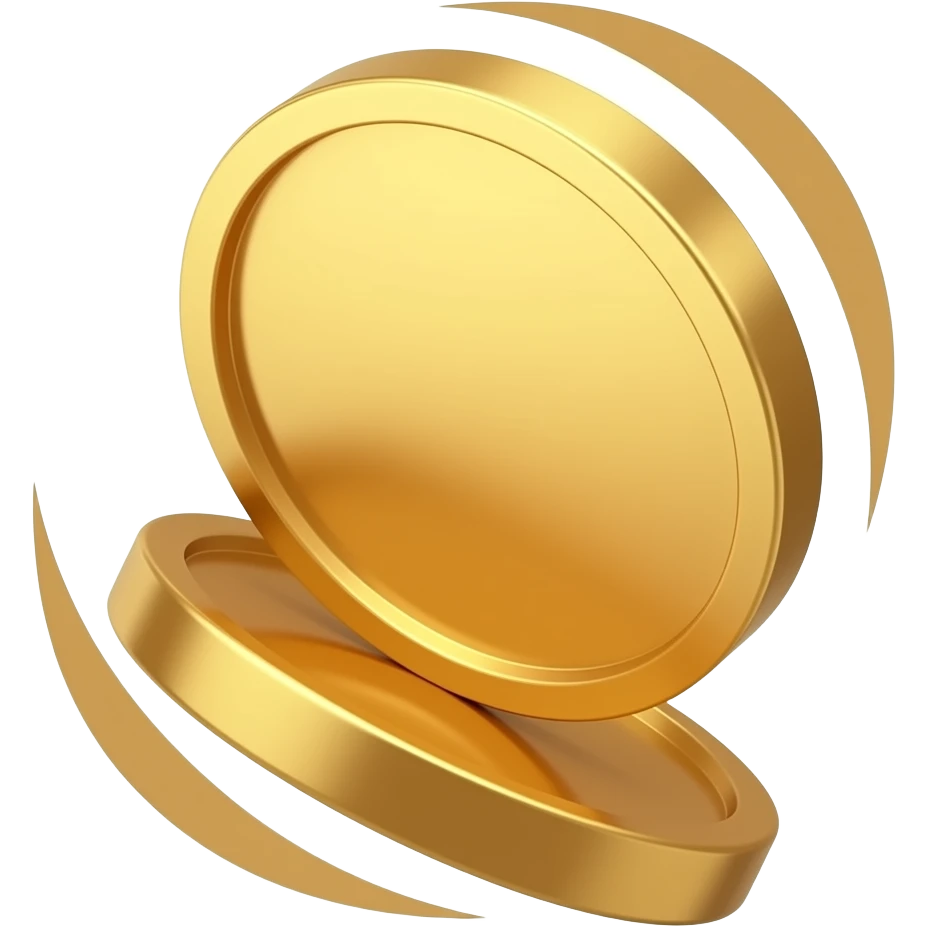 a single blank gold coin flipping and spinning fast in the air emoji