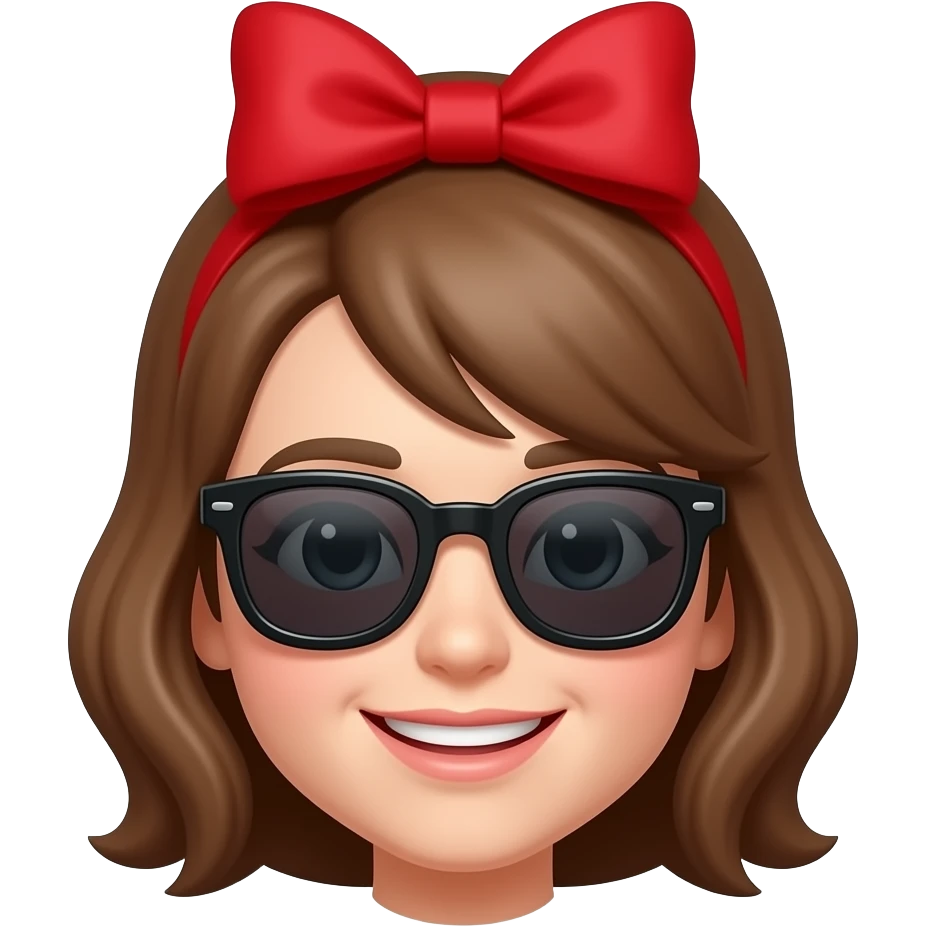 Make it with red bow and sunglasses emoji