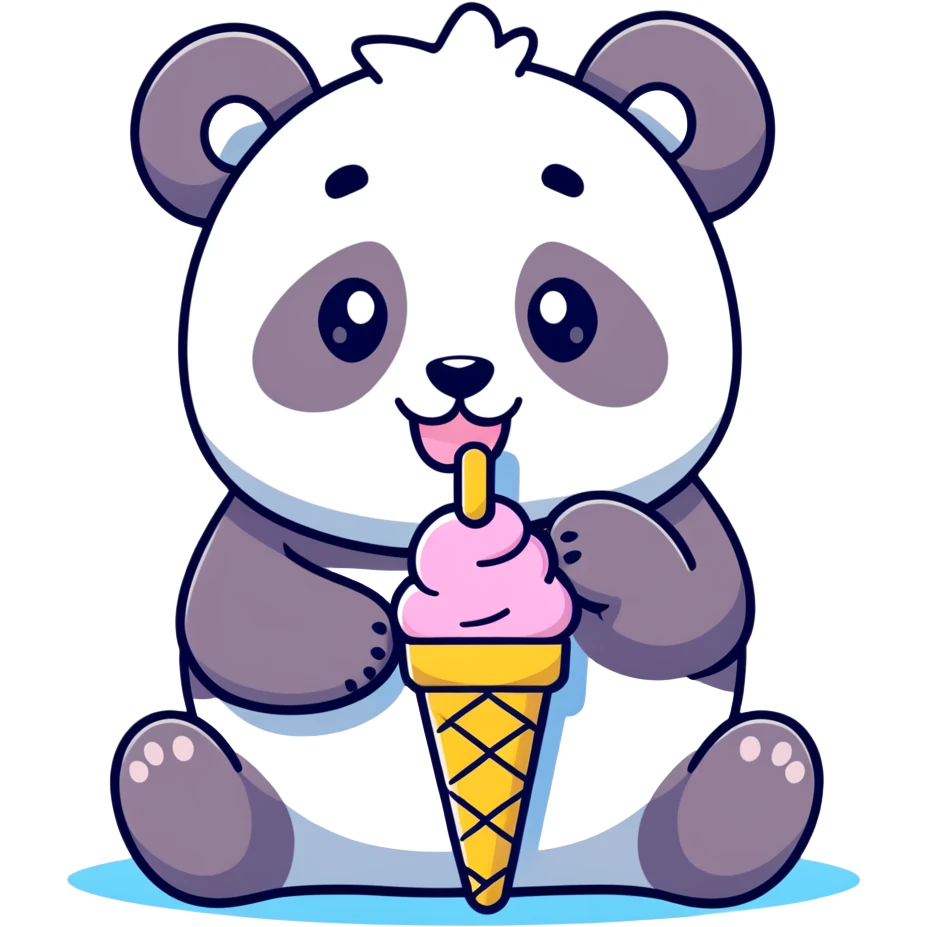 Panda eating ice cream emoji