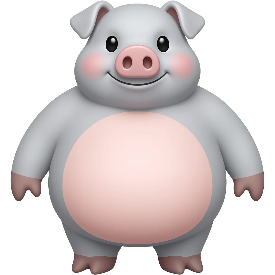 Fatter pig gray emoji