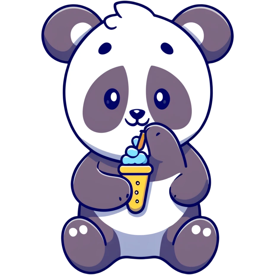 Panda eating ice cream emoji