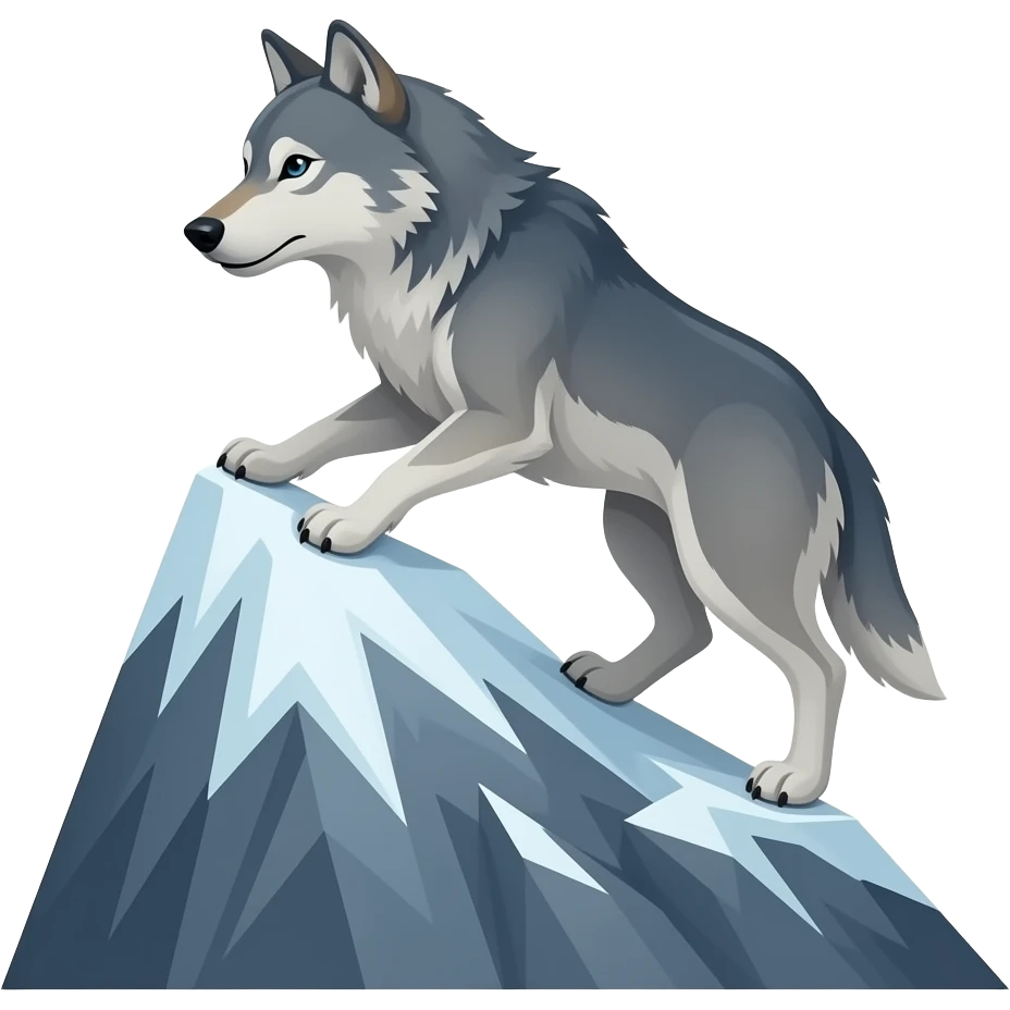 lobo escalando una montaña emoji