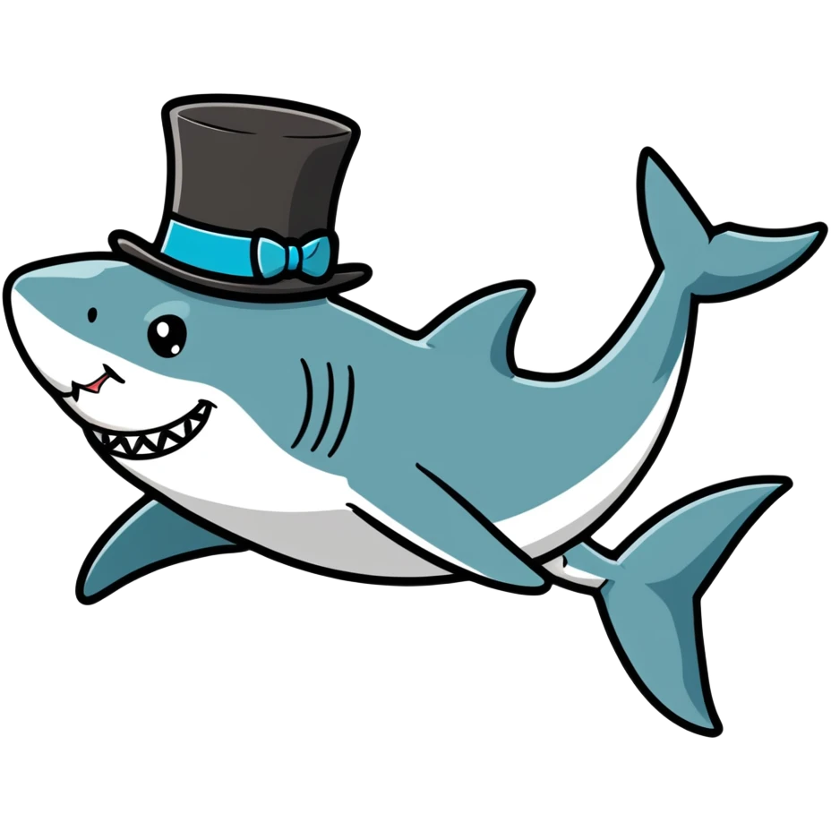Shark with a top hat emoji