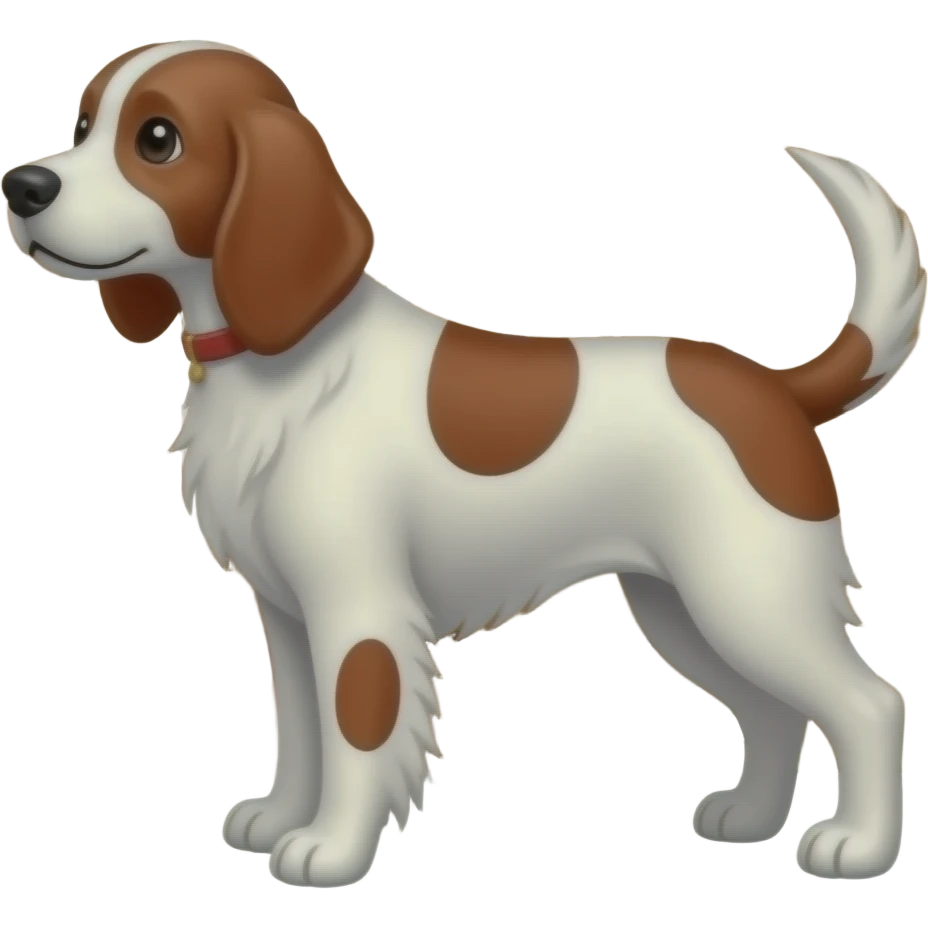 The English Setter stays safely within the fenced yard. emoji