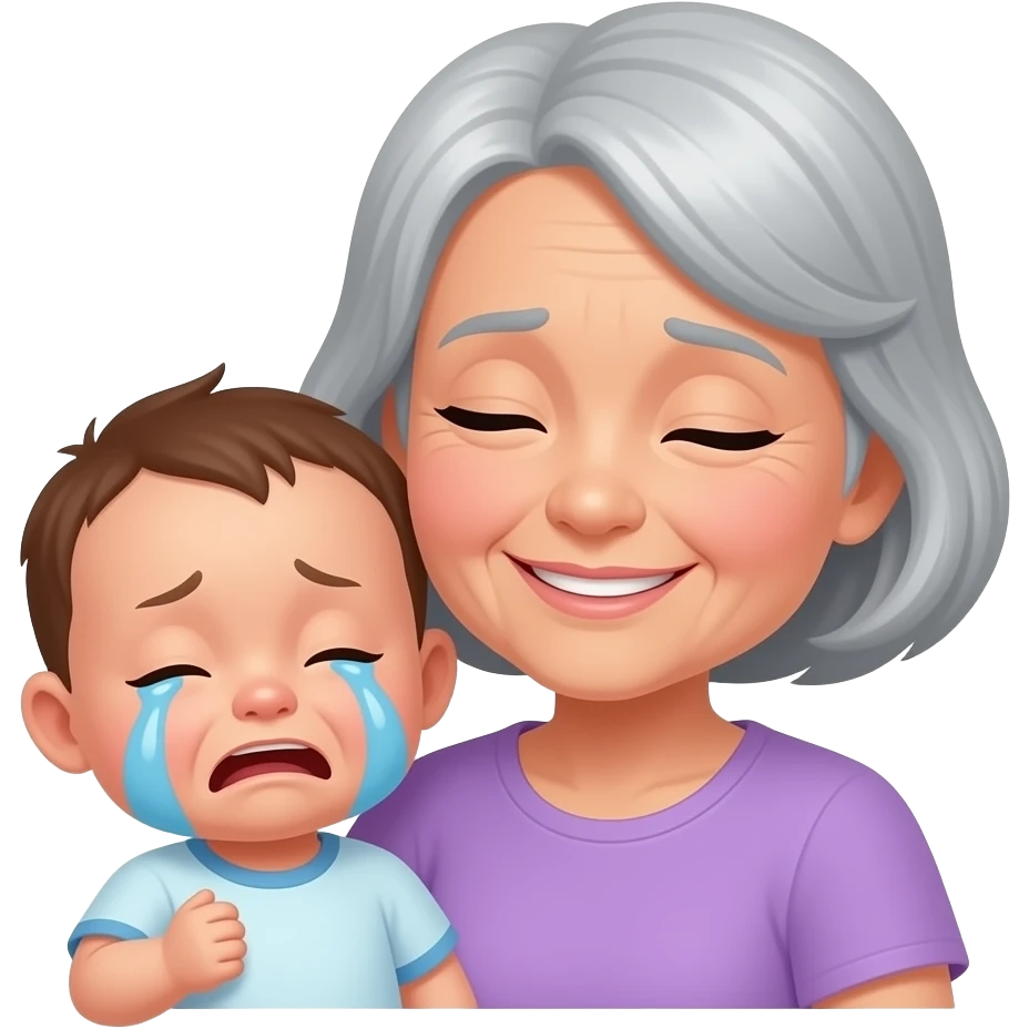 Малыш плачет бабушка успокаивает emoji