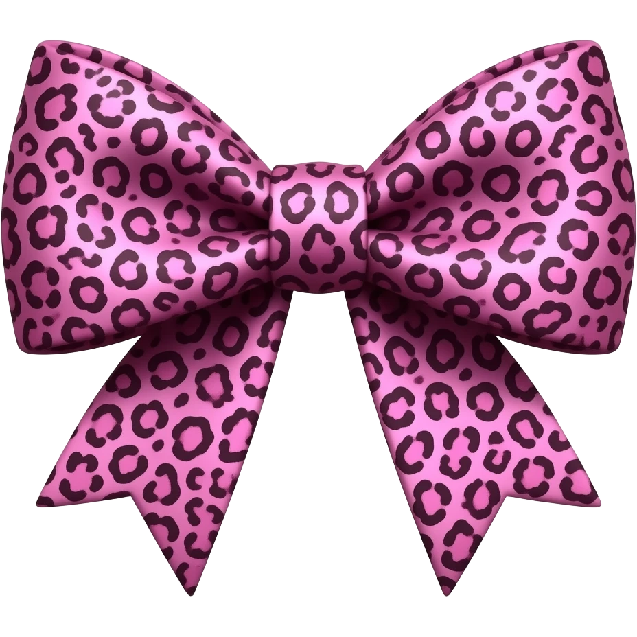 3D chrome luxury leopard bow magenta minimalist style front view. emoji