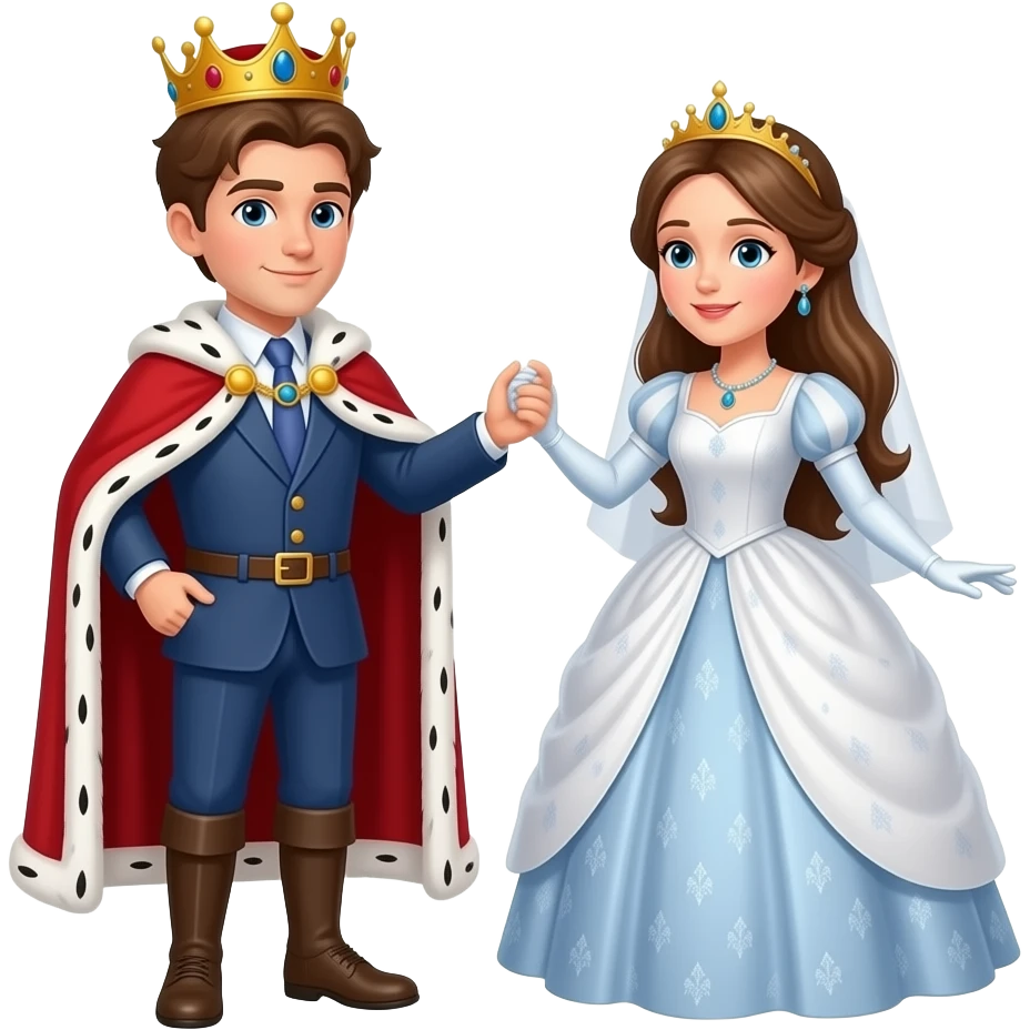A young king and queen dancing emoji