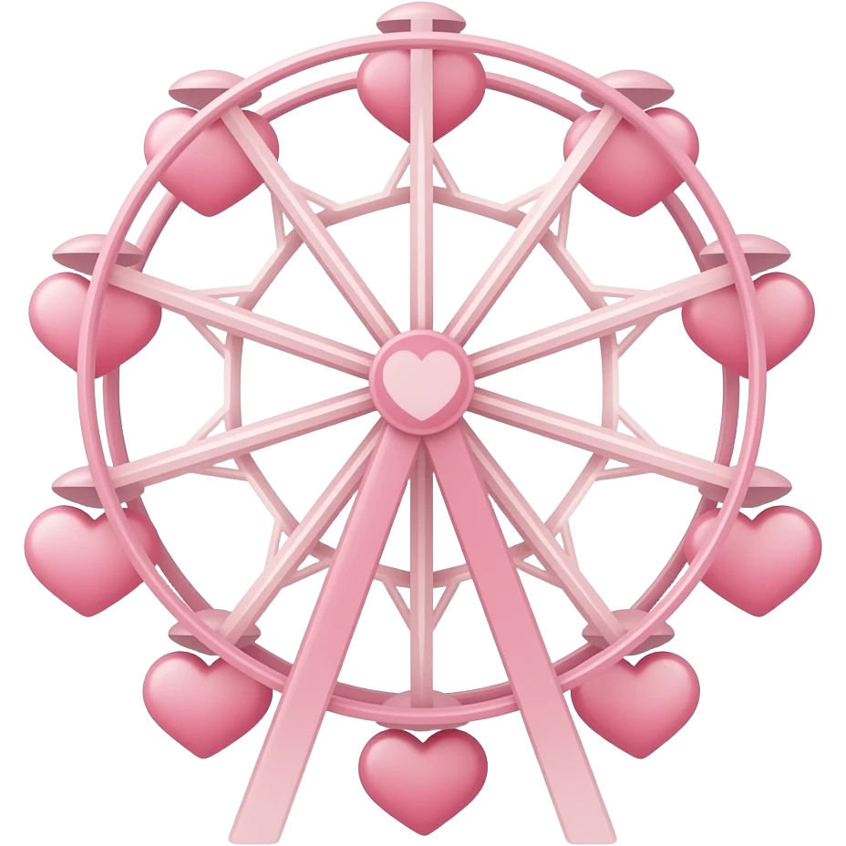 Baby pink Ferris wheel with tiny hearts emoji
