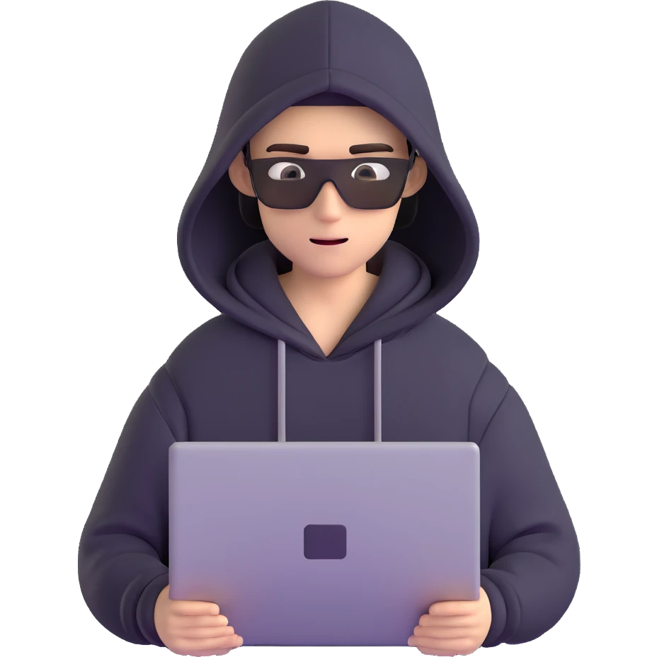 hacker with hoodie and laptop emoji