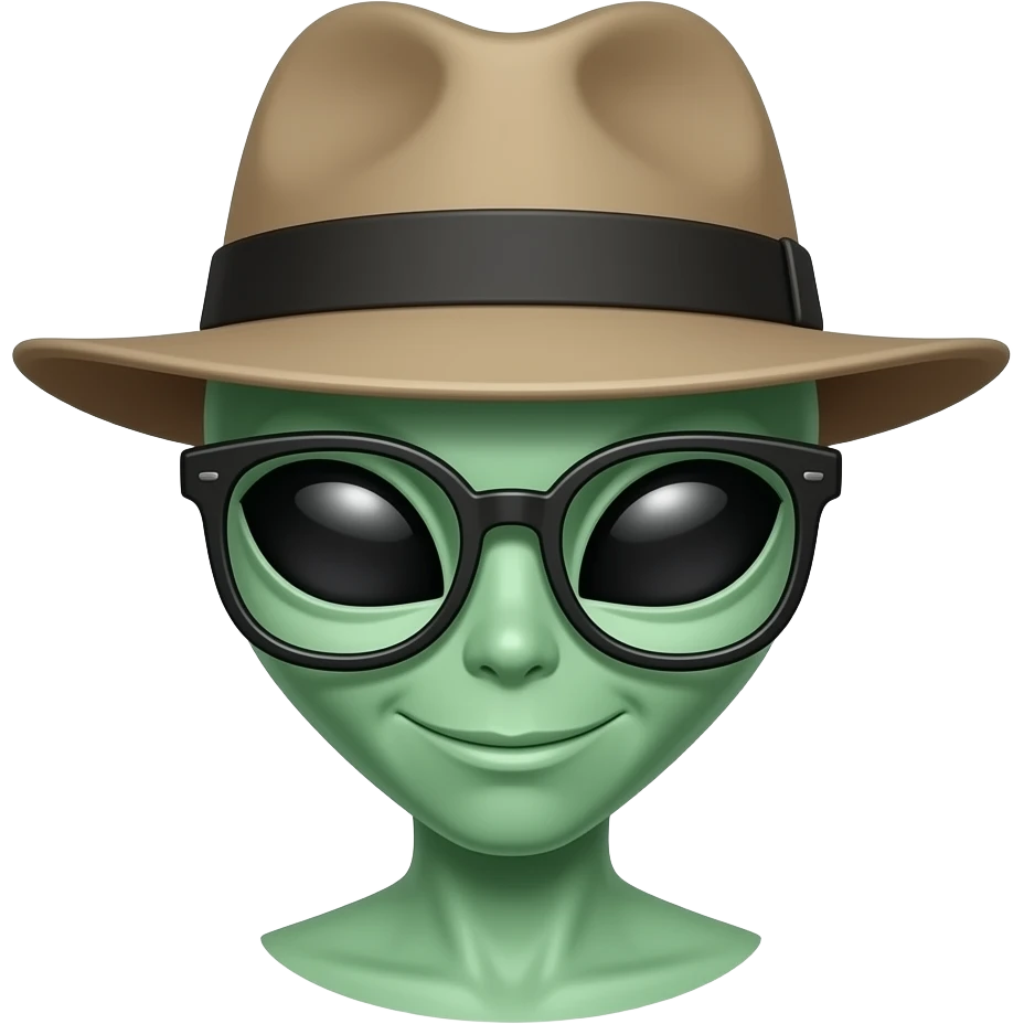 Şapka ve gözlük takan uzaylı emoji