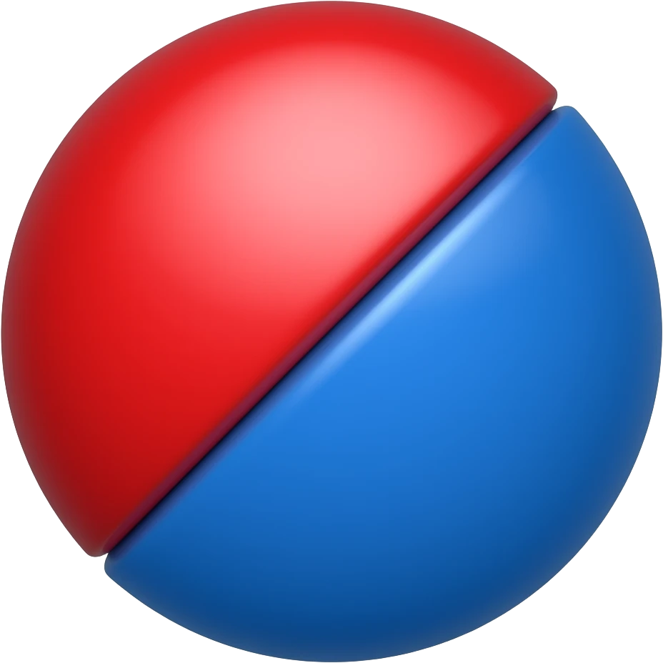 half red half blue emoji