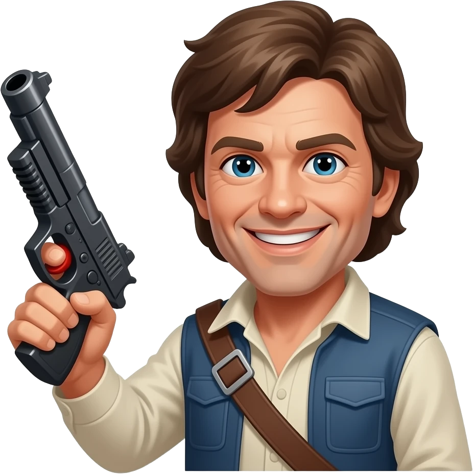 han solo with his laser gun happy , the laser has to be red emoji