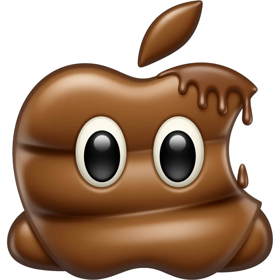 Apple logo but made out of poop emoji
