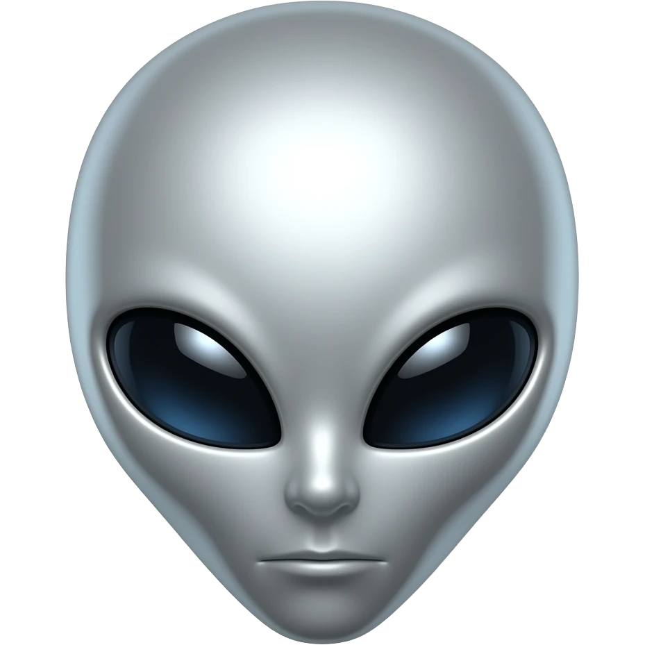 cute, smooth chrome alien head emoji