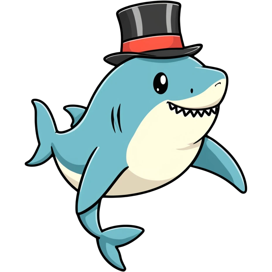 Shark with a top hat emoji