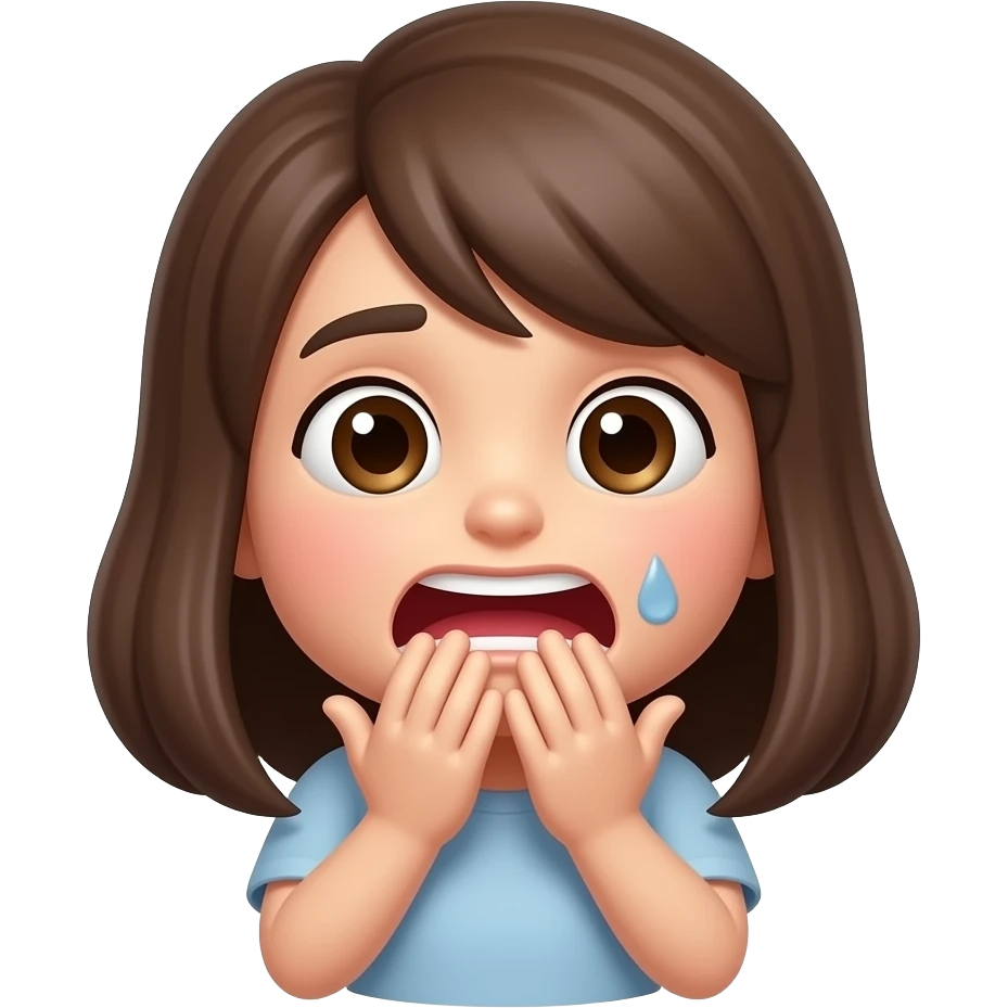 emoji girl choking herself with hands emoji