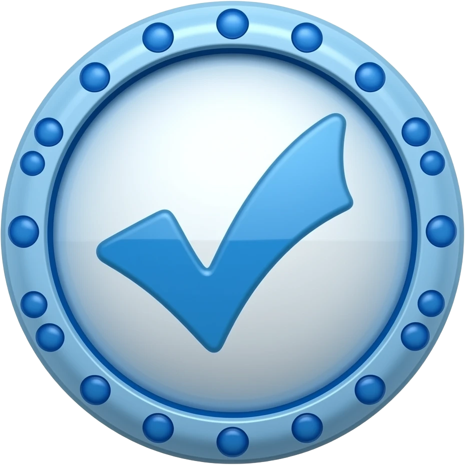 Tick mark ✅ In all blue fill with circular edge and points on circular edge all blue emoji