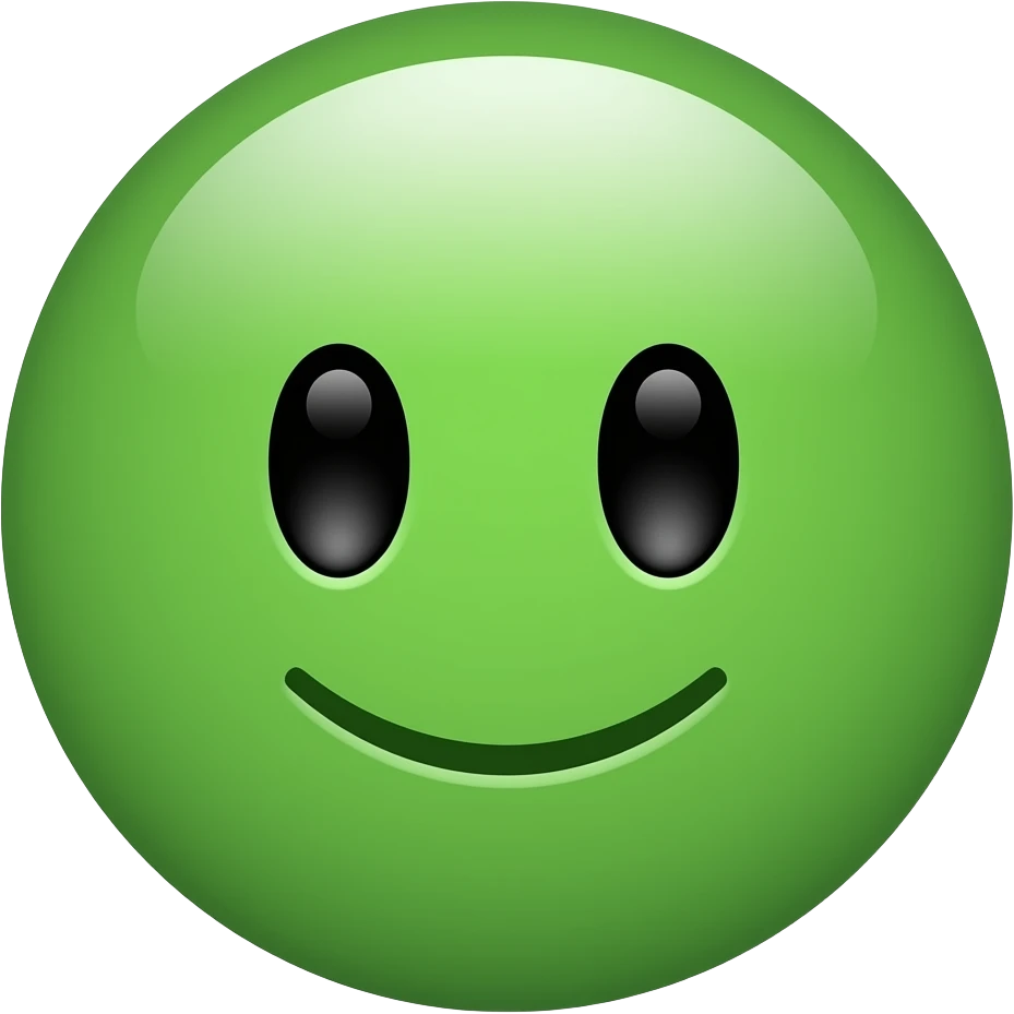 Make the green circle have a mouth that is closed emoji