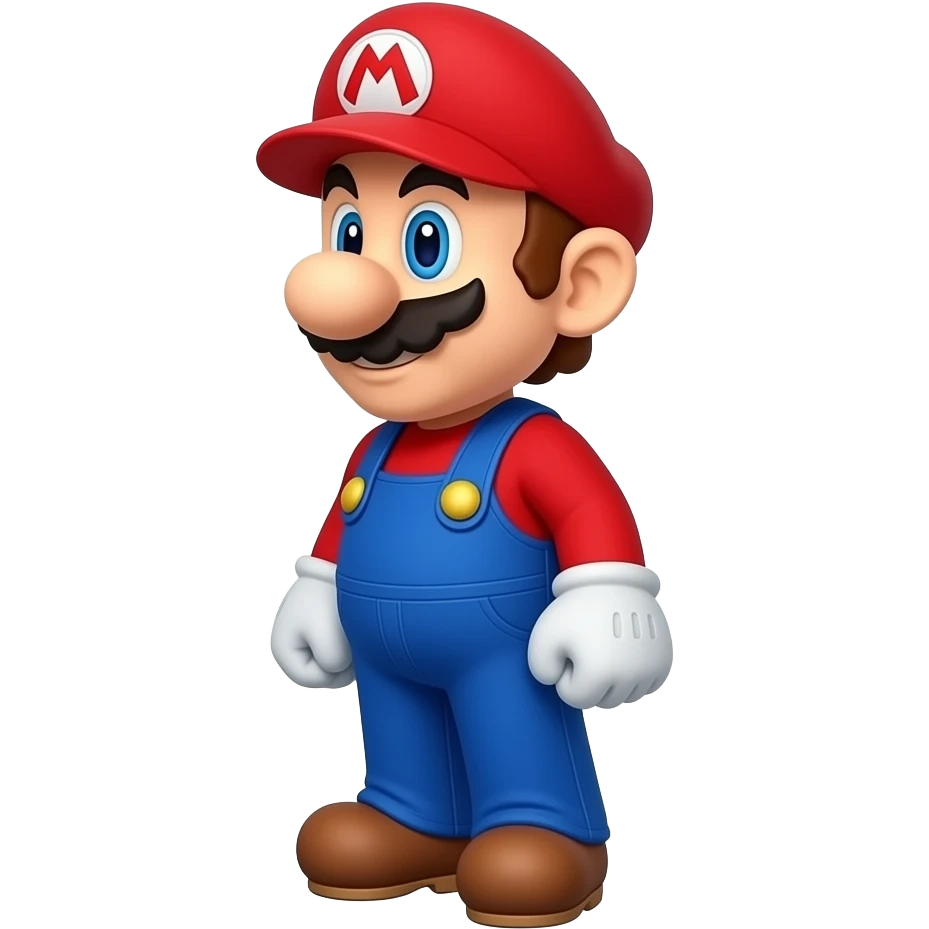 a 8bit plumber standing with a mustche, full body side view emoji