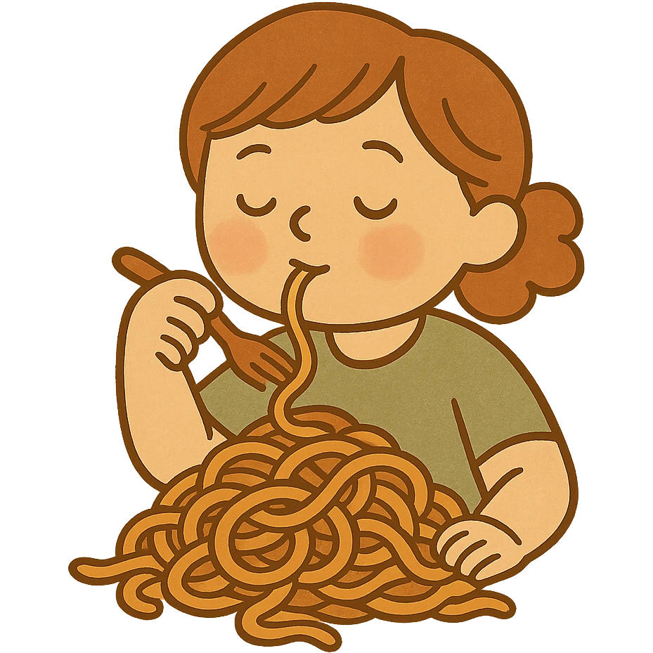 Remove all shadows from the noodles, keep the flat warm colors style, keep background transparent. emoji