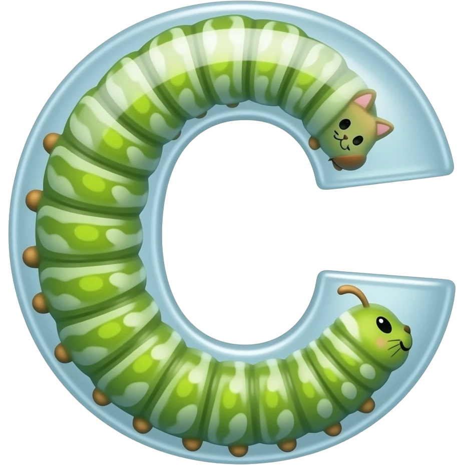 Caterpillars in the cats cook cart letter c emoji