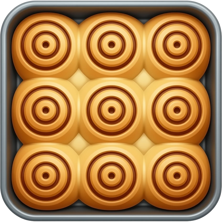 Cinnamon rolls in a baking pan emoji