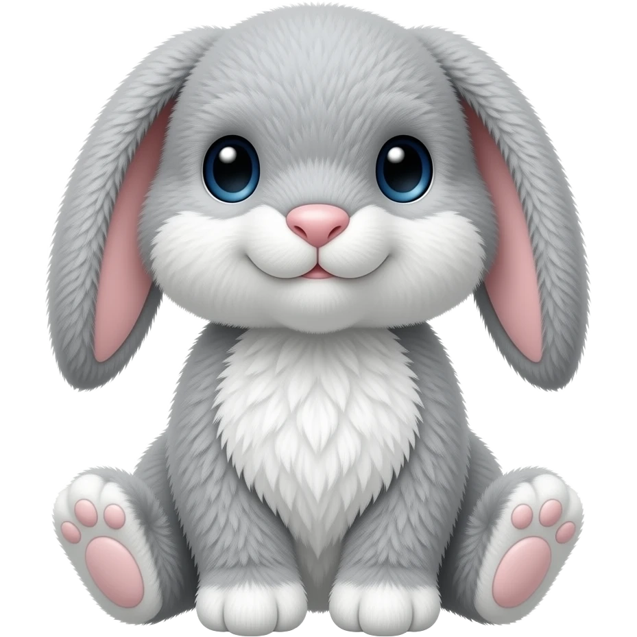 Grey and white bunny plush emoji