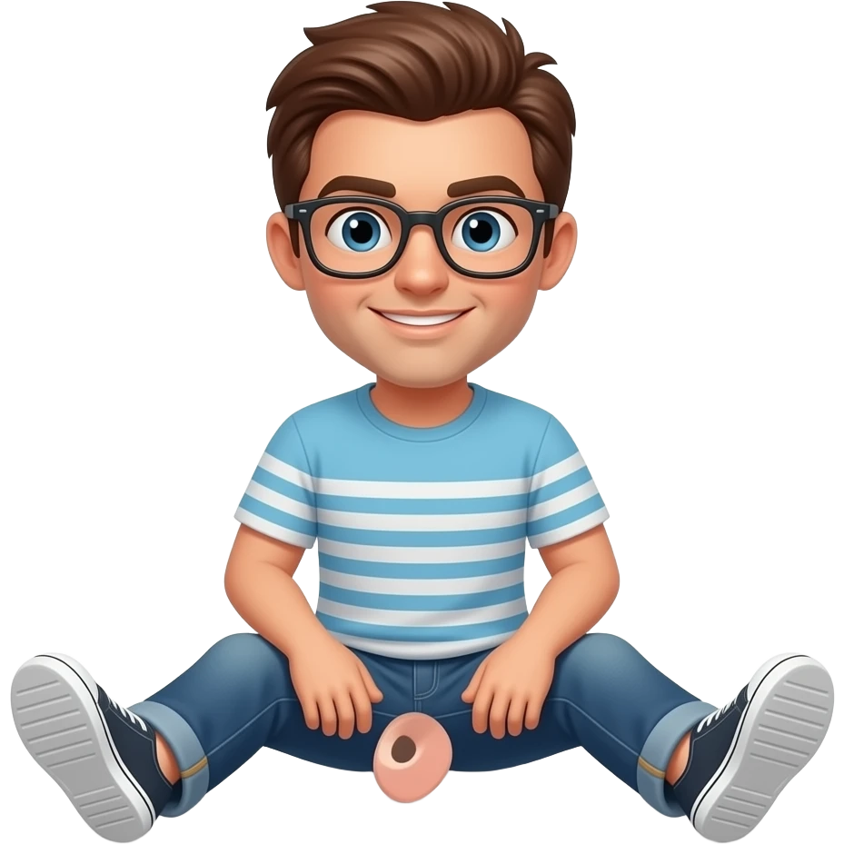 Brown hair guy with glasses sitting on dick emoji