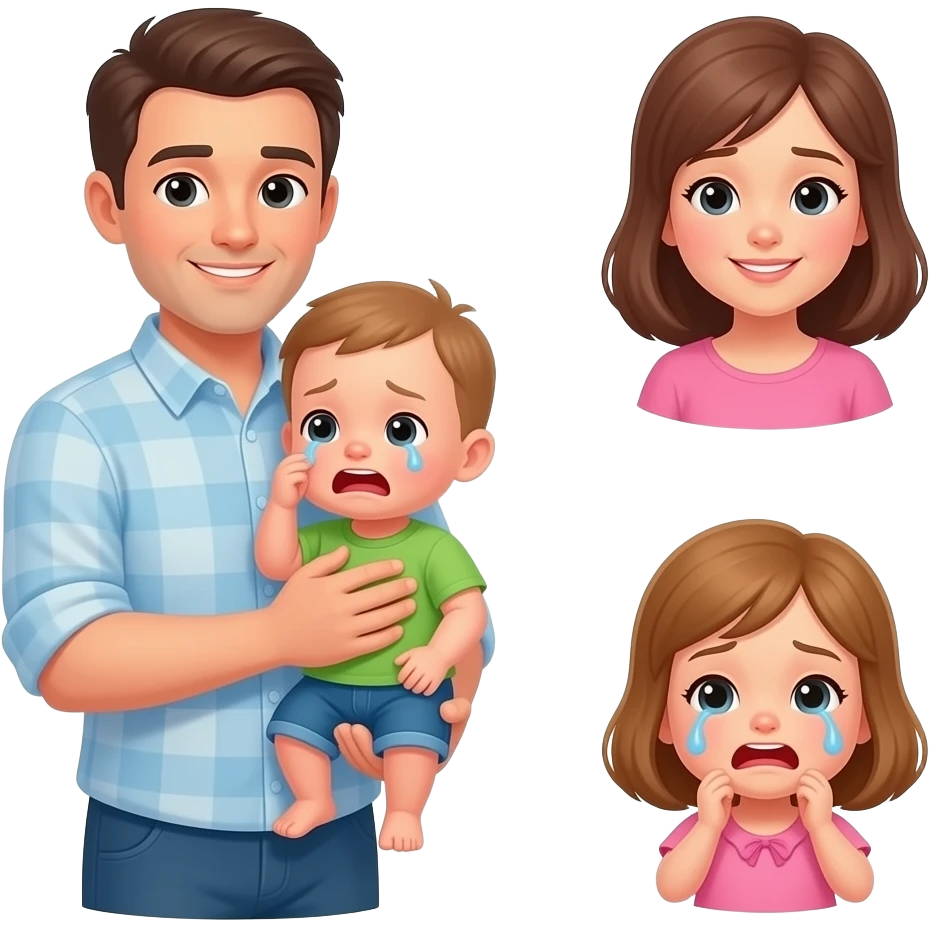 Малыш брат плакать папа успокаивает малыш сестра плачет мама успокаивает emoji