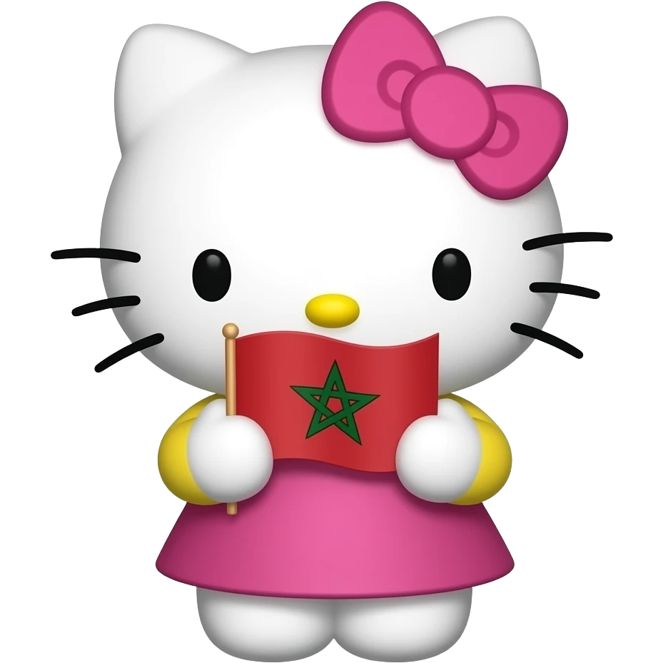 Hello kitty avec le drapeau du Maroc emoji