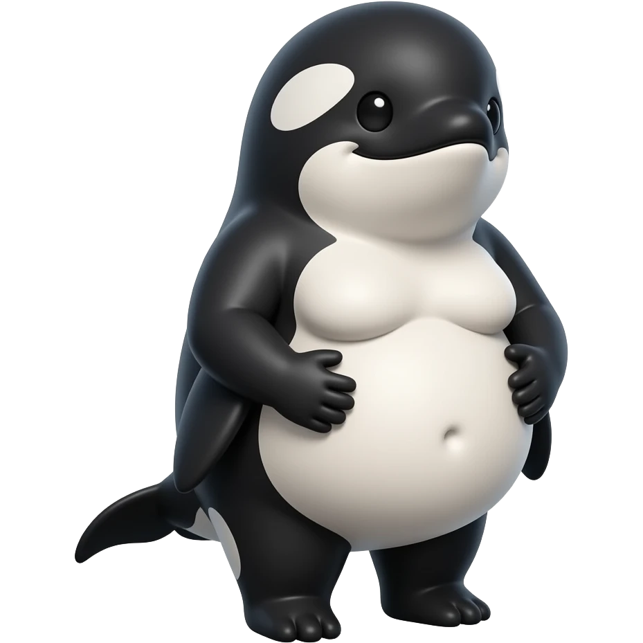 After hunting and devoured a healthy meal,A female realist orca she is so fat,she is cutely presenting her massive pudgy belly very nice & full,The Orca cradles her satisfied tummy like if she is wholesomely pregnant,even her bellybutton goes pop,We now call her A Pot-Bellied Killer Whale. emoji
