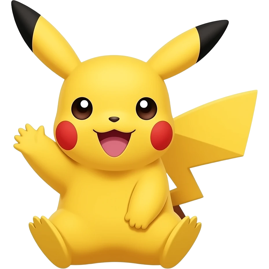 Pikachu Ki la main qui assis qui dit bonjour avec le sourire emoji
