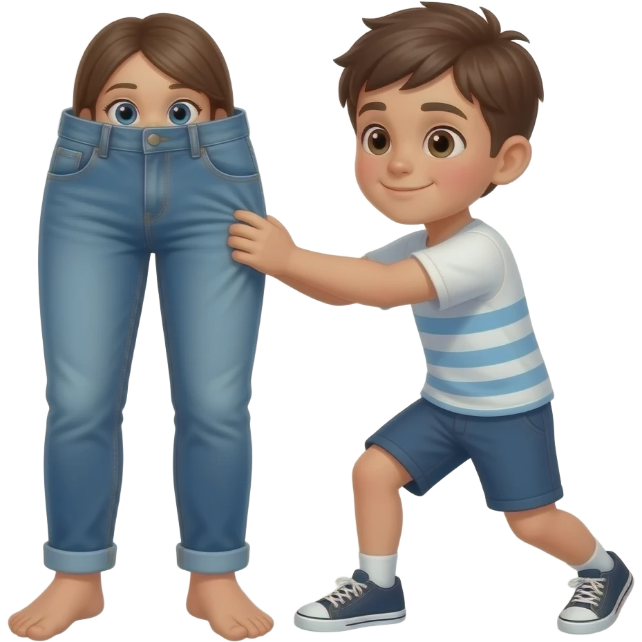 boy pulls girl pants down now down more down all the way emoji