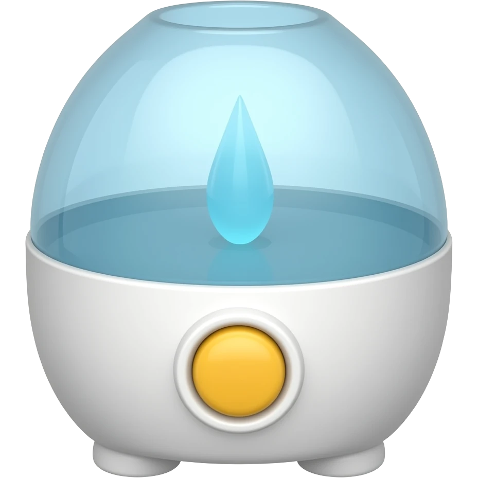 создай 3д иконку увлажнителя воздуха с желтой кнопкой, стиль реализм emoji