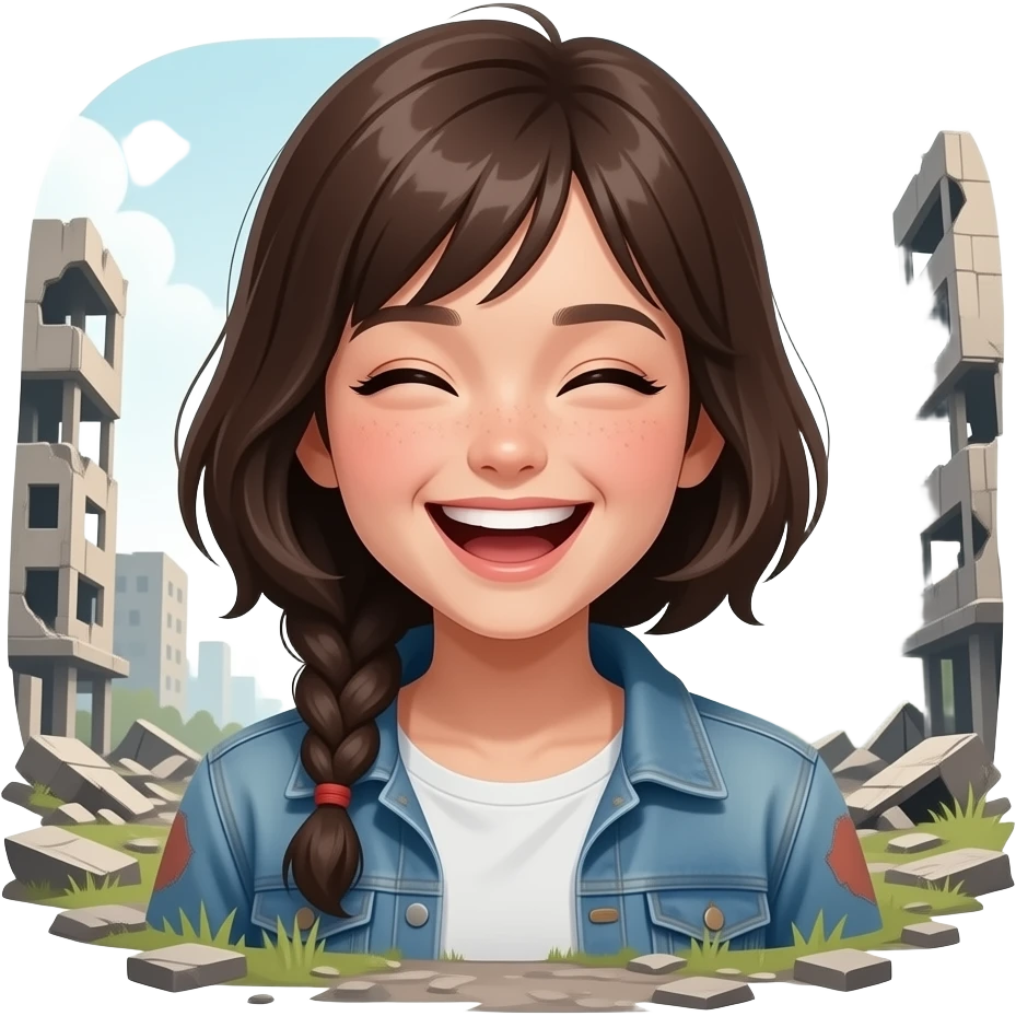 Девушка выживает в постапокалипсисе, смеется emoji