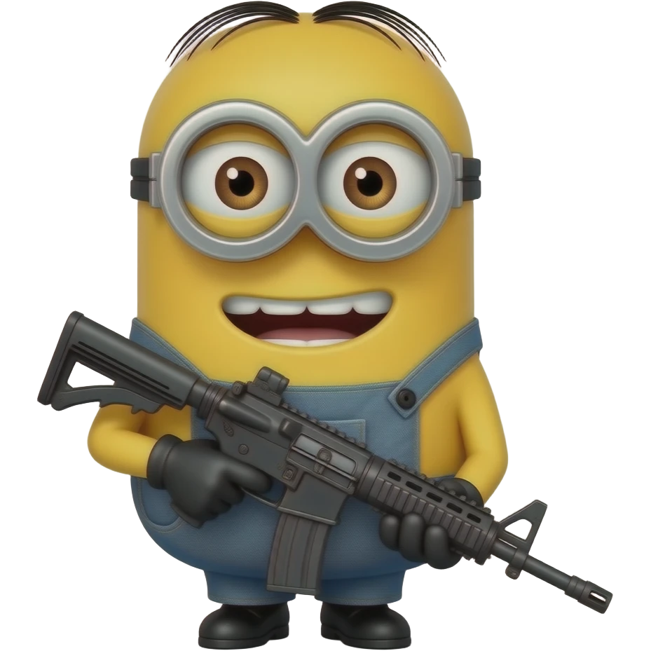 Minion  perdonaje Jonh rambo con armas emoji